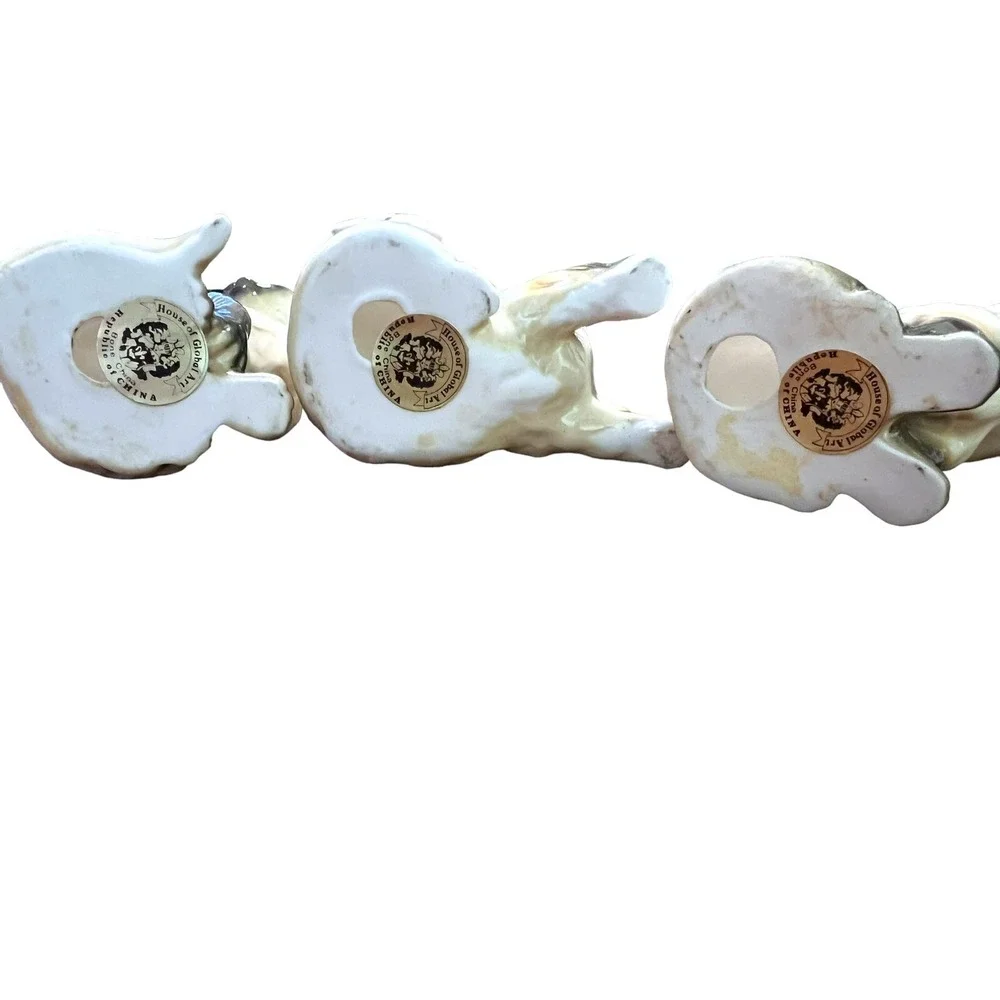 House Of Global 3 Blue Eyed Siamese Cat Figurines Bone China